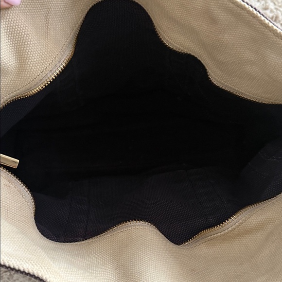 Tory Burch Navy and Cream Tote Bag Beach Bag Canvas - Picture 5 of 5